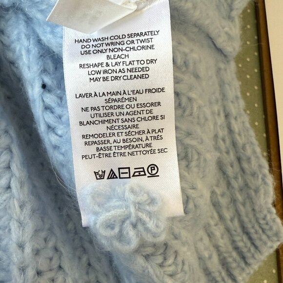 Women's S Anthropologie Ramona Cable-Knit Sweater in Baby Blue - Picture 8 of 9